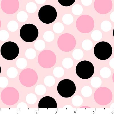 David Textiles Doodle Dots Pink/Black Flannel 